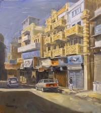 Farrukh Naseem, 27 x 24 Inch, Acrylic on Canvas, Cityscape Painting,AC-FN-074